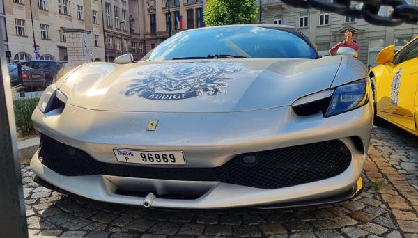 Dubai, UAE seen in Prague, Czech Republic. Photo taken on 05.07.2025. My second picture of UAE license plate. Next to this car was Lamborghini, also with Dubai plates.