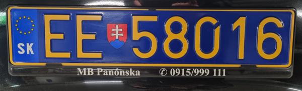 Slovakia diplomatic plate seen in Bratislava, Slovakia. EE = Diplomatic corps, 58 = Georgia. Photo taken on 24.11.2025. Close-up photo of the rear plate.