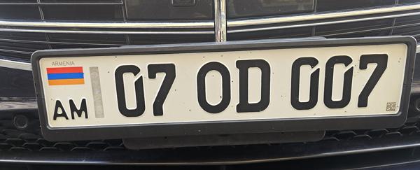 My first Armenia spotted in Prague, Czech Republic. 07 = Yerevan. Photo taken on 11.04.2026. Close-up photo of the front plate.