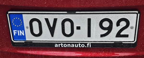 Finland spotted in Auschwitz, Poland. Photo taken on 07.05.2026. Close-up photo of the rear plate.