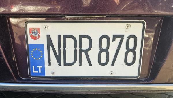 Lithuania spotted in Trenčín, Slovakia. Photo taken on 26.04.2026. Close-up photo of the rear plate.