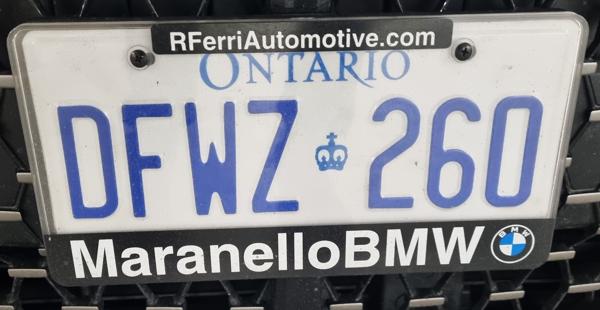 Ontario, Canada spotted in Bratislava, Slovakia. Photo taken on 24.11.2025. Close-up photo of the front plate.